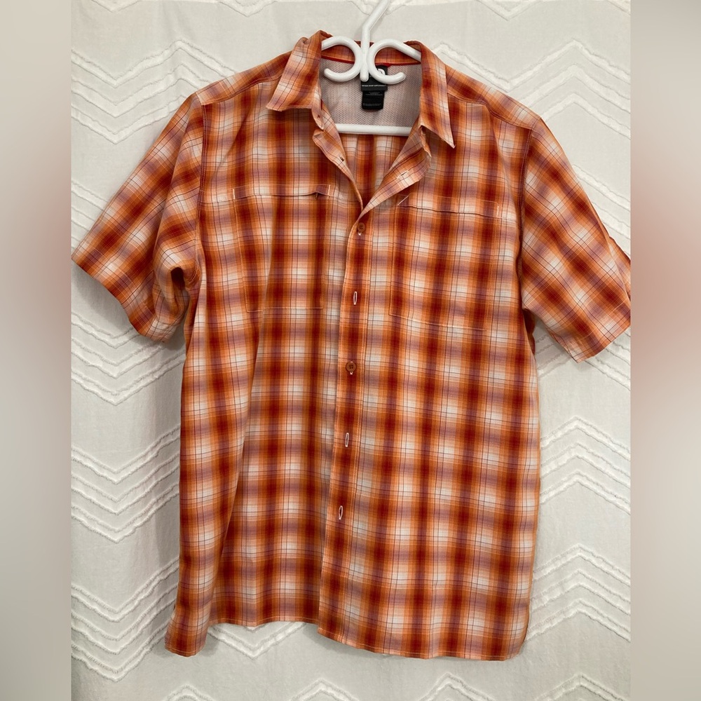 Men's North face Orange Plaid Shirt